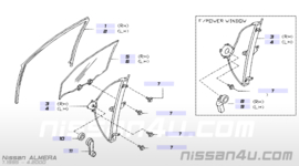 Raammechanisme linksvoor Nissan Almera N15 80721-0M012 Origineel.