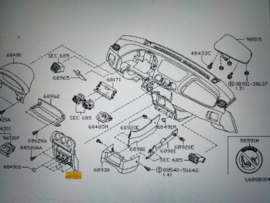 Lid-cluster Nissan Micra K11 68260-6F620 Variant 2 with storage compartment. Used part.