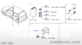 Relais brandstofpomp/EGI Nissan 25230-C9965 Gebruikt.