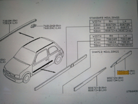 Sierstrip carrosserie linksachter Nissan Micra K11 78873-6F800 Gebruikt.