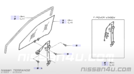 Raammechanisme met motor portier rechtvoor Nissan Terrano2 80700-2X005