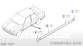 Moulding-rear fender, right-hand Nissan Sunny N14 78872-52C01 Original