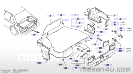 Inspectiedeurtje kofferbakbekleding rechts Nissan Bluebird T72 84970-Q9100 Gebruikt.