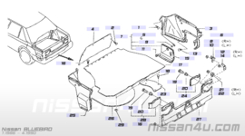 Board-trunk floor side, right-hand Nissan Bluebird T72 84970-Q9100 Used part.