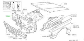 Radiateurframe Nissan Bluebird 910 62500-W1001 Origineel.