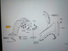 Protector-front fender left-hand Nissan Qashqai J11 63841-HV00A Used part.