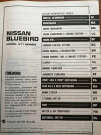Service manual '' Model U11 series supplement-I '' Nissan Bluebird U11 SM5E-U11SE0