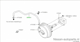 Slang remdrukbekrachtiger Nissan Primera P12 47474-AU800 Gebruikt.