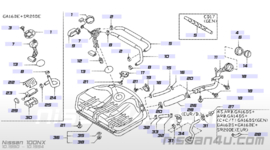 Montagebout brandstoftankdeksel Nissan 01436-01351 B13/ C23/ N14/ P11/ WP11 Gebruikt.