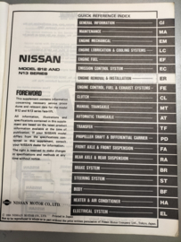 Service manual '' Model B12 and N13 series Supplement IV '' Nissan Sunny B12 / Nissan Sunny N13 '' SM9E-N3BSG0 Used part.