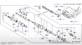 Aandrijfas rechts GA16DE Nissan Primera P11/ WP11 39100-2F010