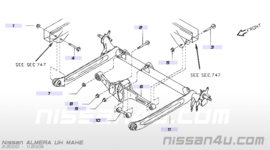 Achteras Nissan Almera N16 55501-BM410 + 55130-BM400 Met ABS sensoren.