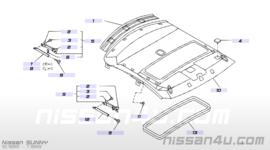 Afdichtrubber dakraam binnenzijde Nissan Sunny N14 73967-30Y00