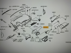 Finisher-instrument Nissan Micra K14 68411-5FA0A Used part. Little damage.