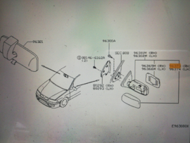 Cover-mirror body, right-hand Nissan Primera P11/ WP11 96335-2F075 (96335-9F522) Z01 Used part.