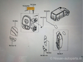 Door mirror assy-left-hand Nissan Primastar X83 96302-00QAN Used part.