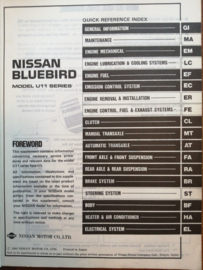 Service manual '' Model U11 series supplement-III Wagon model '' Nissan Bluebird U11 SM8E-U11SG0