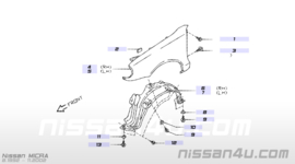 Zijscherm links Nissan Micra K11 63101-73B30 (AJ4)