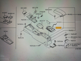 Bekerhouder Nissan Primera P11/ WP11 969A1-9F010 (969A1-9F000) Gebruikt.