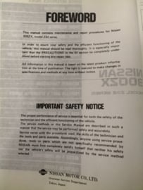 Service manual '' Model Z32 series '' SM0E-0Z32G0 Nissan 300ZX Z32 Used part.