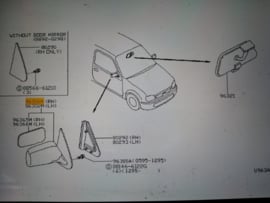 Buitenspiegel rechts Nissan Micra K11 96301-BF863 Nieuw.