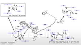 Remleiding + remslang rechtsvoor Nissan Almera N15 46210-0M001 + 46240-9M110