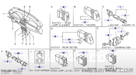 Alarmlichtschakelaar Nissan Micra K11 25290-1F500