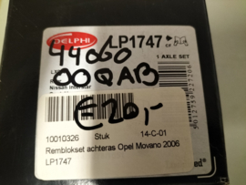 Pad kit-disc brake, rear Nissan Interstar X70 44060-00QAB New.