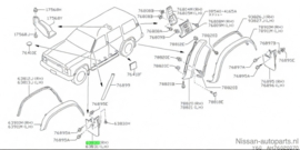 Spatlap rechtsvoor Nissan Patrol Y60 63850-05J85 Origineel.