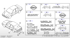 Embleem 1.4L Nissan Sunny N14 84898-63C00 Origineel