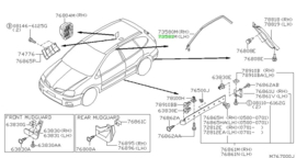 Wheaterstrip-roof drip, left-hand Nissan 76843-BU000 Original.
