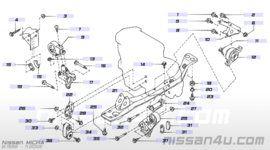 Onderste montagebout voorste motorsteun Nissan Micra K11 01125-03111 Gebruikt.