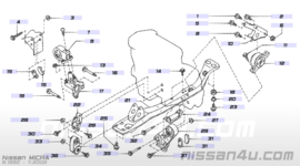 Montagebout motorsteun achter Nissan Micra K11 01125-03021