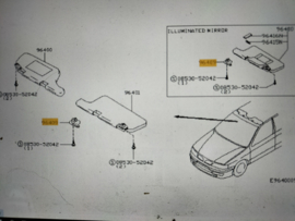 Sunvisor left-hand Nissan Primera P11/ WP11 96401-9F700 Used part.