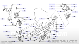 Montagebout motorsteun Nissan Micra K11 01125-02631 Gebruikt.