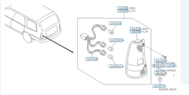 Achterlicht rechts Nissan Primera Wagon W10 26554-81N00 Origineel.