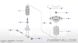 Veerpoot achteras CD20 geel/zilver Nissan Primera Wagon WP11 55020-8F815 + 56210-8F825