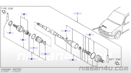Shaft front drive, right-hand Nissan Micra K11 1.5 39100-6F800