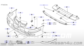 Moulding-front bumper, right-hand Nissan Almera N16 62074-4M540