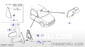 Afdekkap binnenzijde buitenspiegel links Nissan Micra K11 80293-5F100