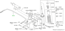 Stabilisatorstang achteras Nissan Micra K10 56230-04B00 Origineel.
