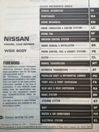 Service manual '' model C22 series. Wide Body. Supplement-I '' Nissan Vanette C22 SM8E-WC2SE0