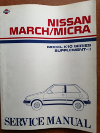 Service manual '' Model K10 series '' Supplement-II Nissan Micra K10 SM5E-K10SG0 Used part.