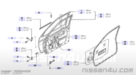 Portierraamgeleider linksvoor Nissan Terrano2 R20 80821-0F000 Gebruikt.
