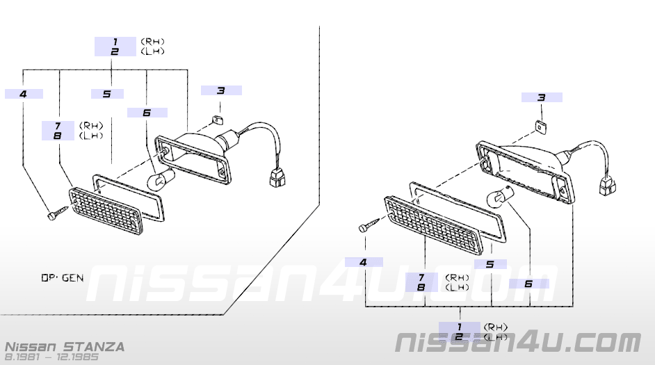 Knipperlicht linksvoor Nissan Stanza T11 26125-D1100 Origineel.