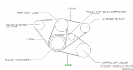V-snaar 13X925 aircocompressor LD23 Nissan Serena C23 11920-9C600 Nieuw.