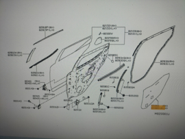 Screen-sealing, rear left-hand Nissan Micra K14 82861-5FA4A Used part.