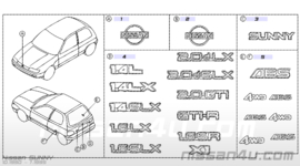 Emblem 1.4LX Nissan Sunny N14 90898-63C61 Original.