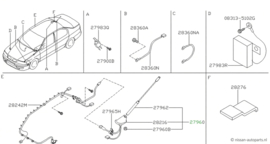 Antenne Nissan Primera P11/ WP11 28208-2F005 Origineel.