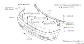 Stay-front bumper, left-hand Nissan Almera N15 62211-2N300 Original.